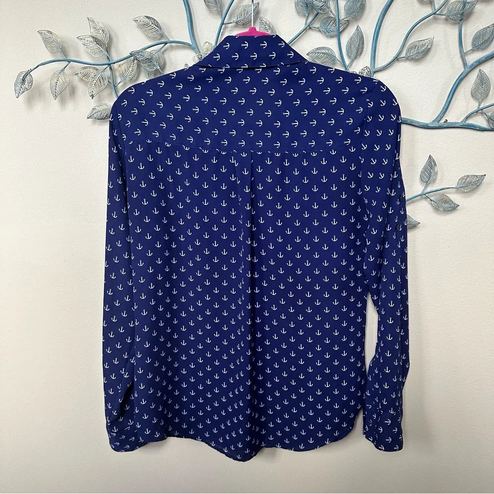 ❤️Express “The Portofino Shirt” Anchor Navy Blue & White Sz S EUC CLEARANCE - Image 2