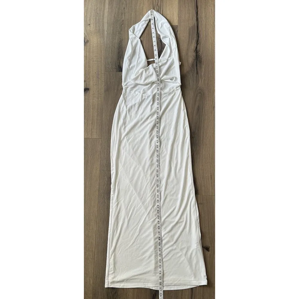 NEW Zara Long Draped Halter Dress Cowl Neckline White Size Small 8342/341 HTF - Image 9