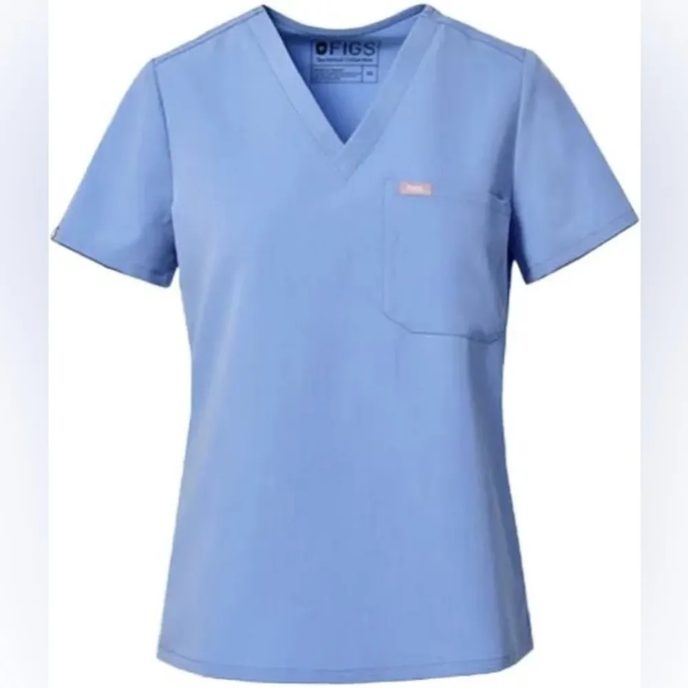 FIGS Catarina Scrub Top in Cool Blue - Image 11