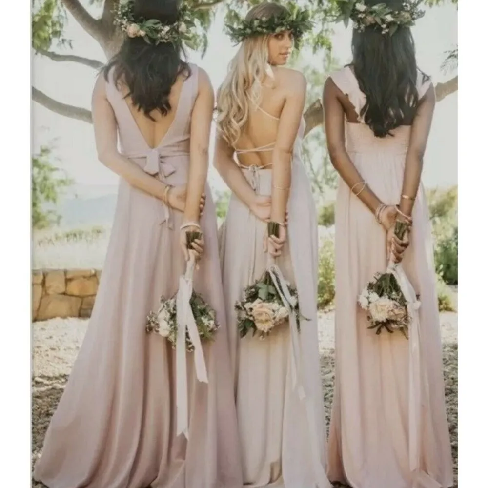 Show me Your Mumu tie back Gown XSMALL beige bridesmaid dress Goddess - Image 7