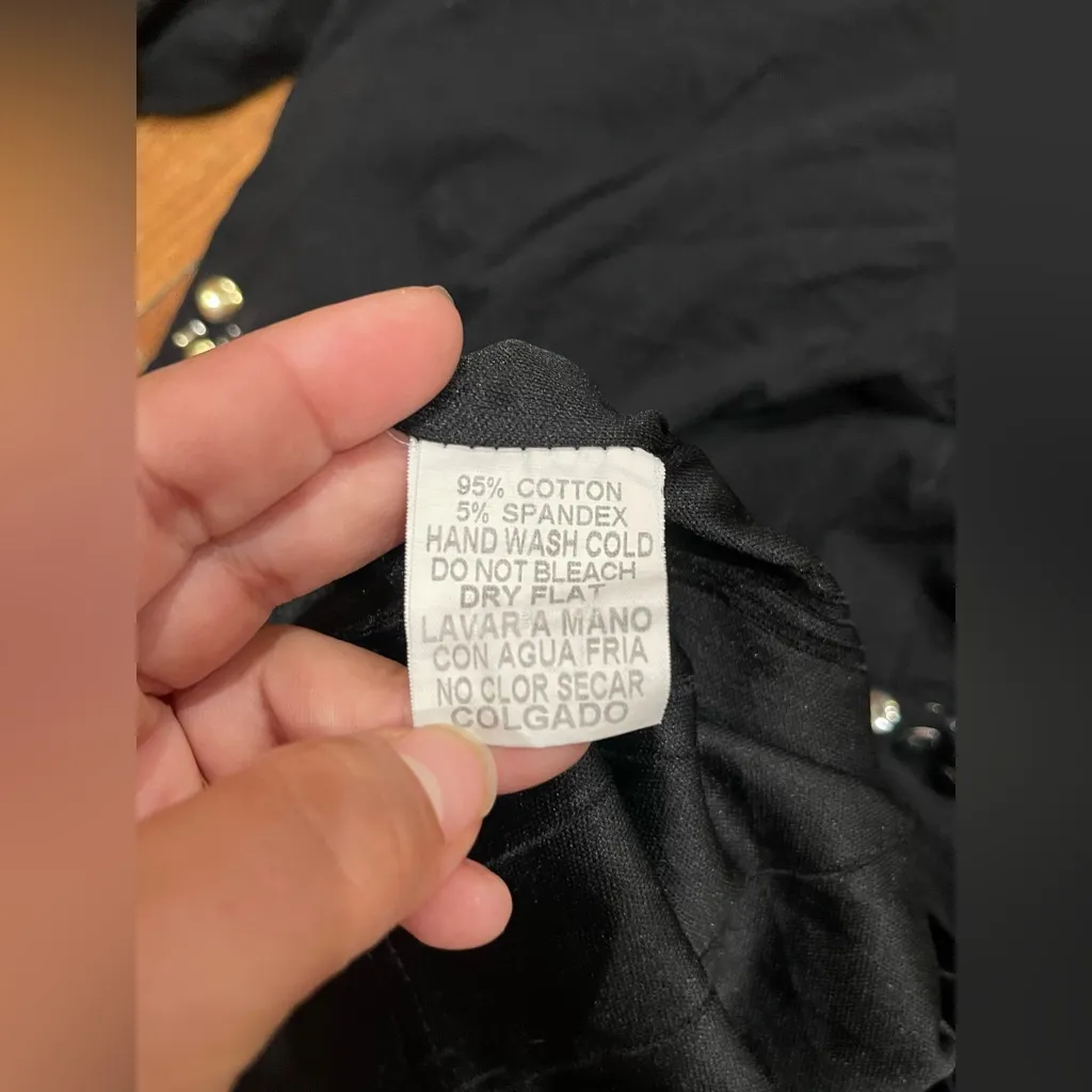 Black Embellished Top with Silver Accents Size L - Image 13