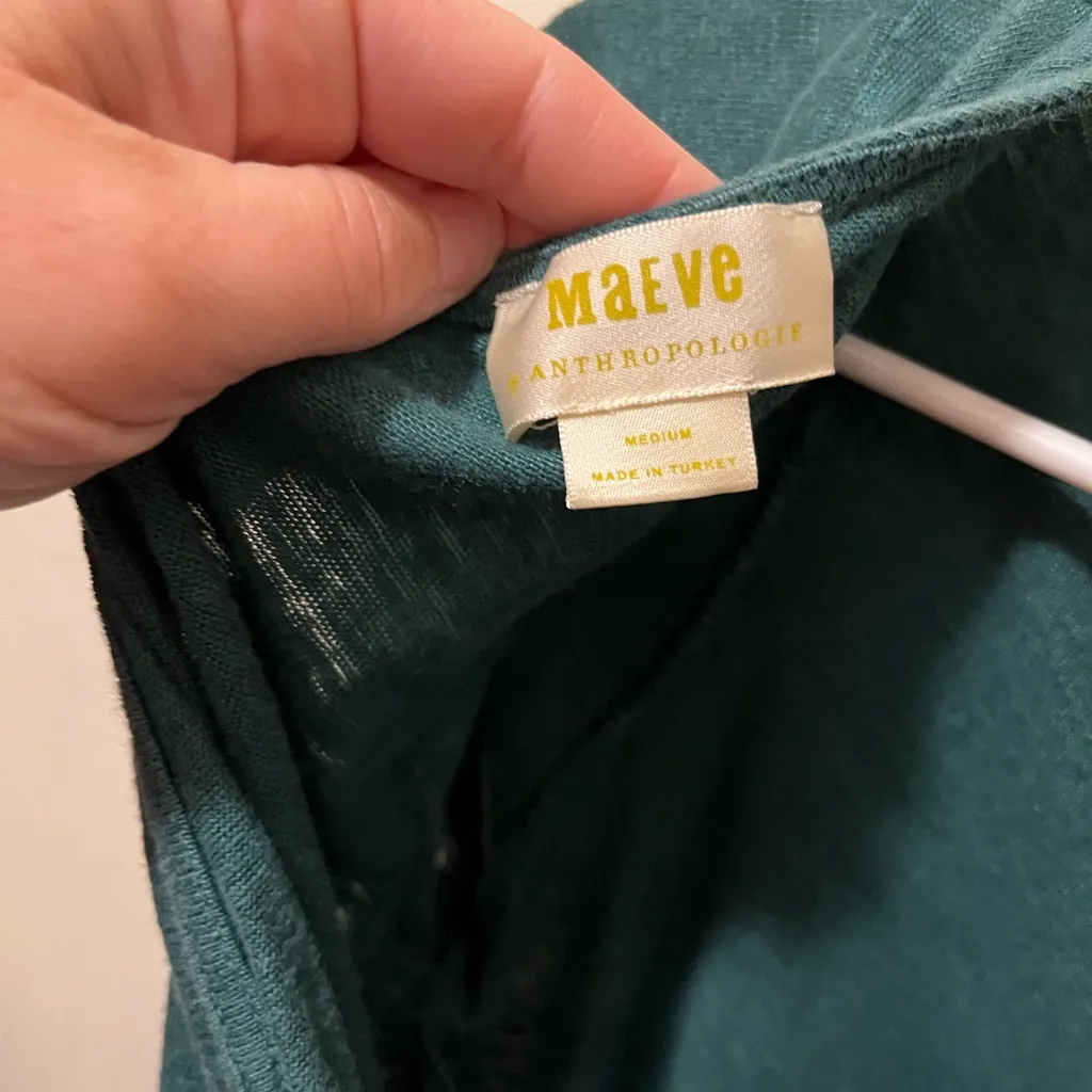 Anthropologie Maeve Tie Back Drape Front Top -‎ Size Medium 100% linen - Image 7