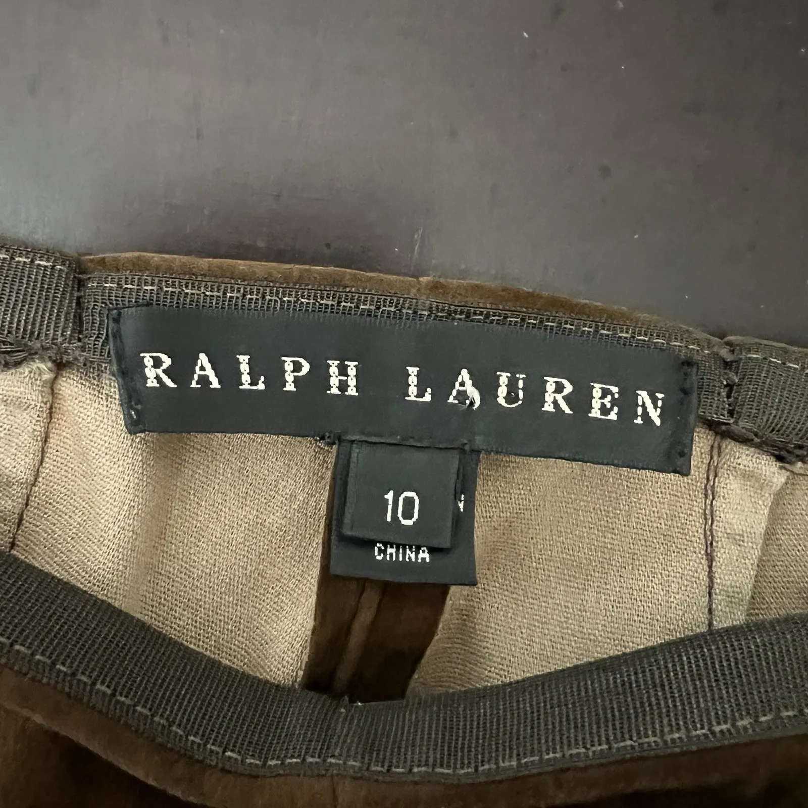 Ralph Lauren Black Label Lamb Suede Pants Women's Size 10 Side Zip Brown Western - Image 9