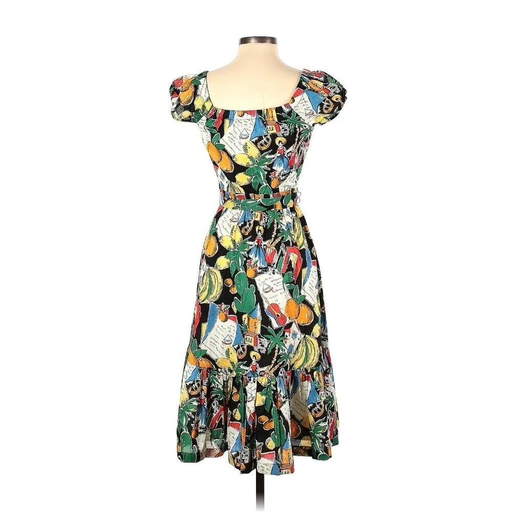 NWT J.Crew Off-The-Shoulder in Postcard Print Fruit Belted Ruffle Hem Dress 0 - Image 7