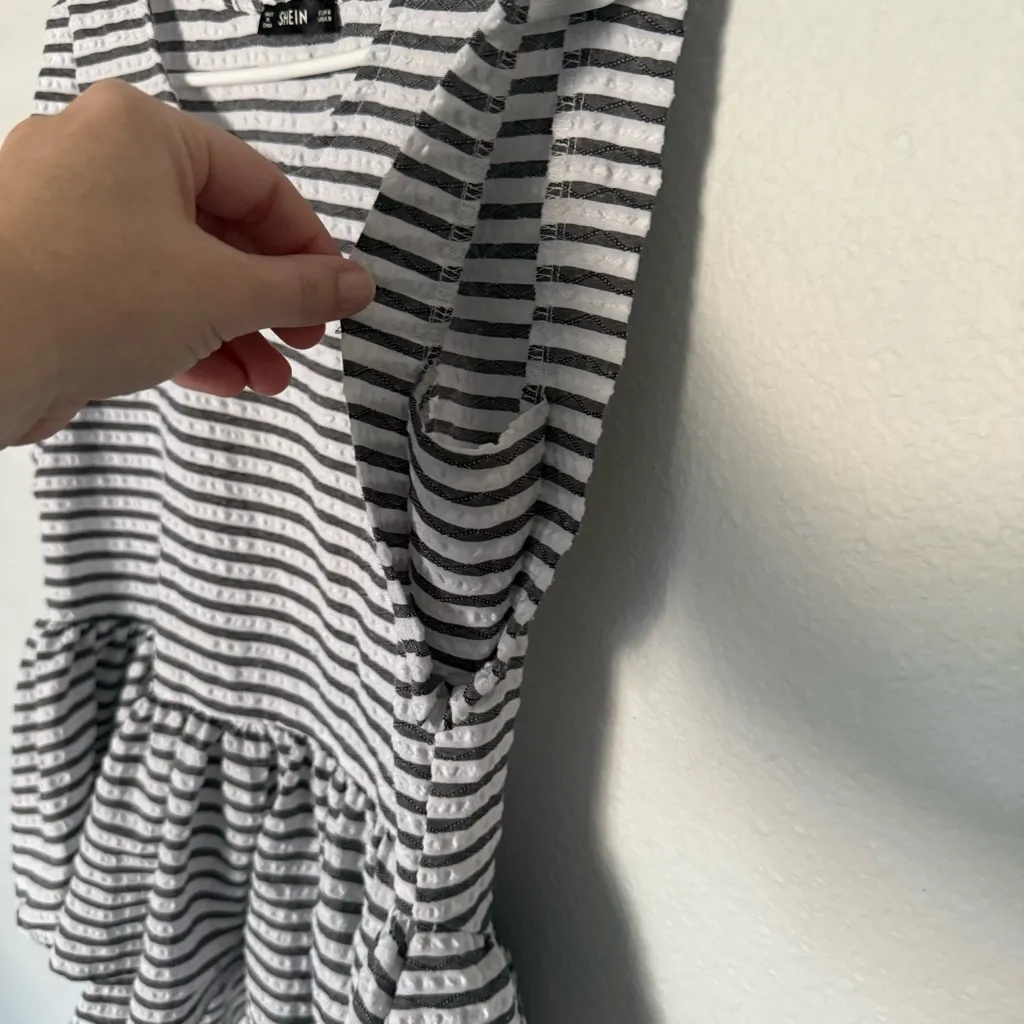 Striped Peplum Top Black Size M - Image 7