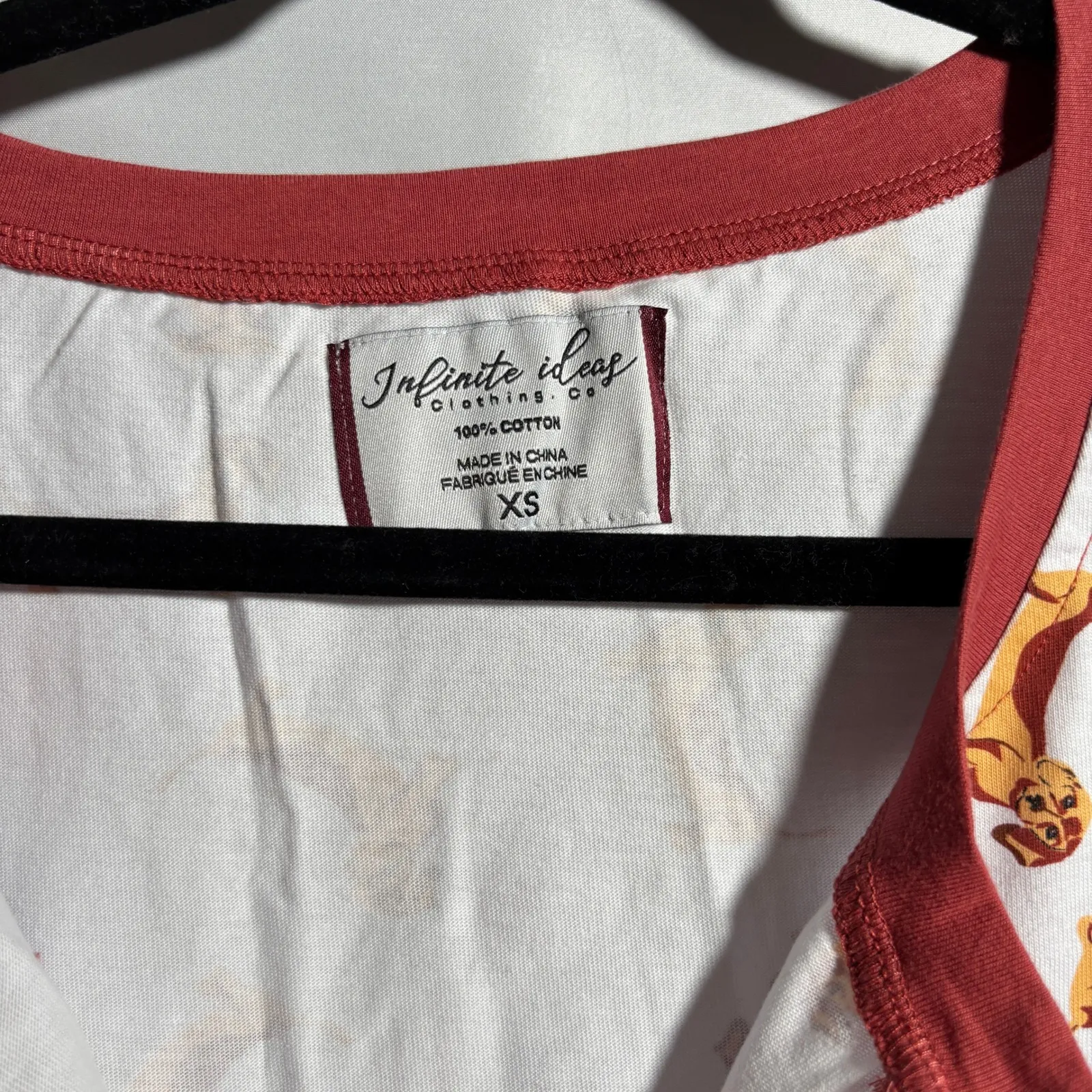 NWT Dachshund Weinger Dog Novelty Print White Henley Top Womens XS Red Trim - Image 4