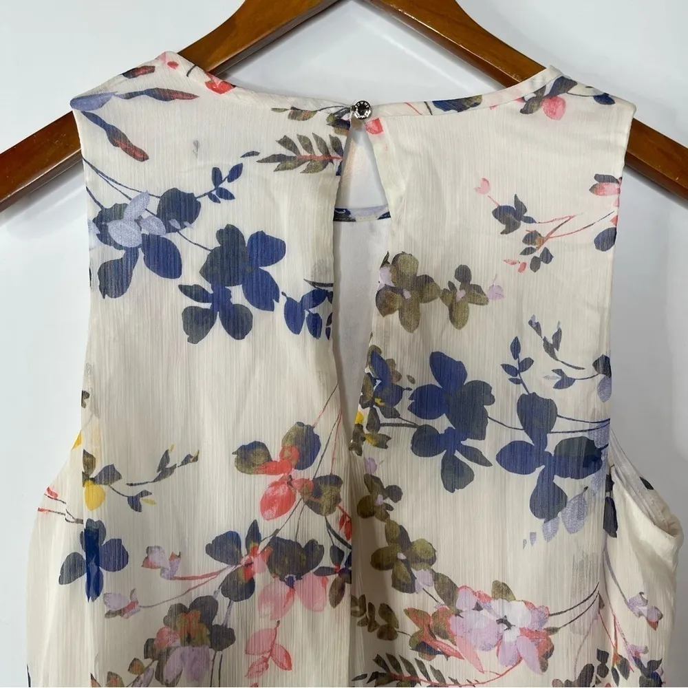 Tommy Hilfiger Womens White Floral Sleeveless Crew Neck Knee Length‎ Party Dress - Image 7