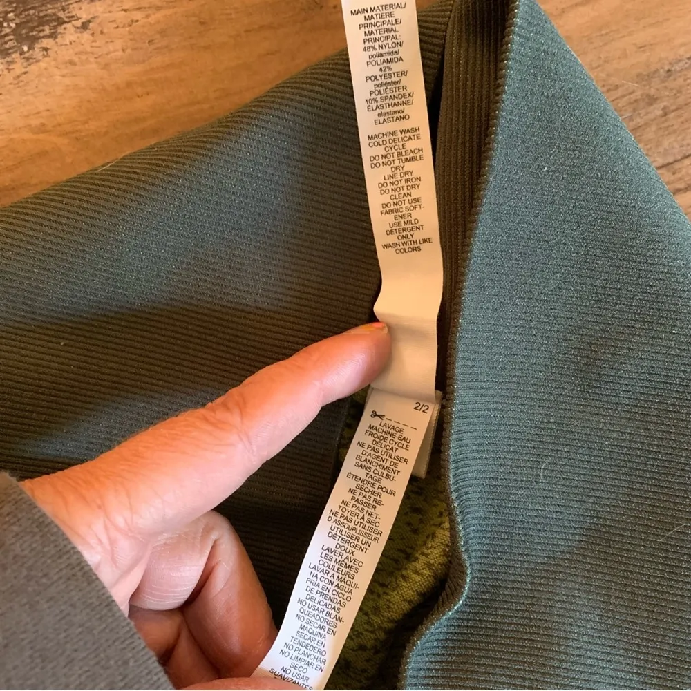 Adidas Womens Seamless Leggings Green Size S Athletic Chevron Stripe Pants - Image 6