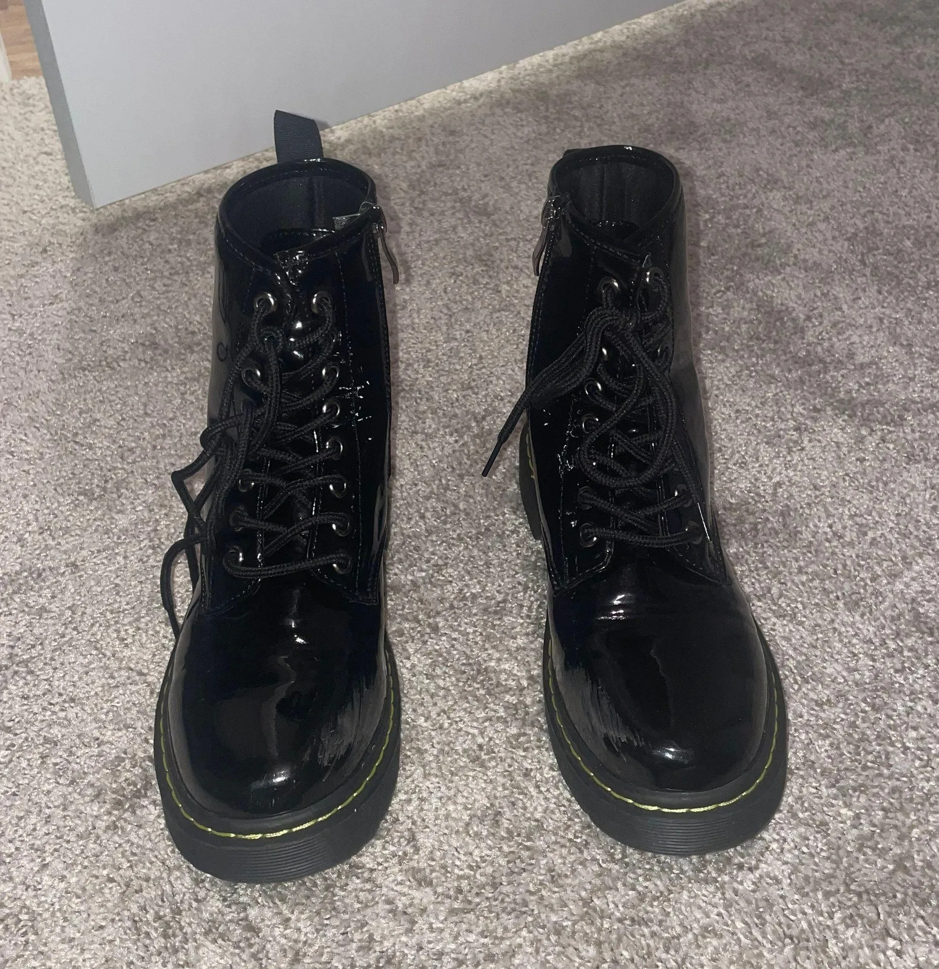 Black Combat Boots Size 6 - Image 2