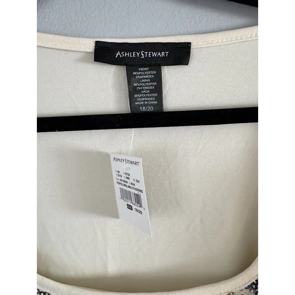 NWT Ashley Stewart Beige Sequin Pullover Short Sleeve Stretchy Blouse Size 18/20 - Image 5