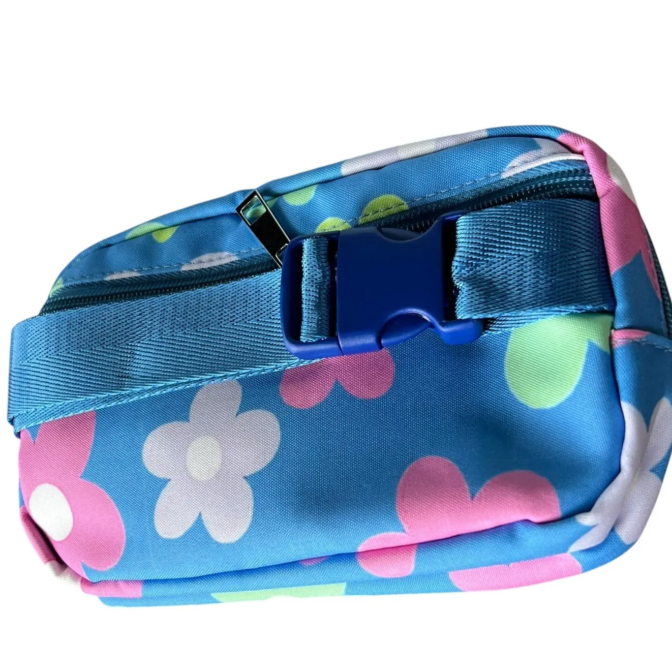 Smiley Bucket Hat And Waist Pack Womens Blue Floral Emoji Beach Travel Gift NEW - Image 4
