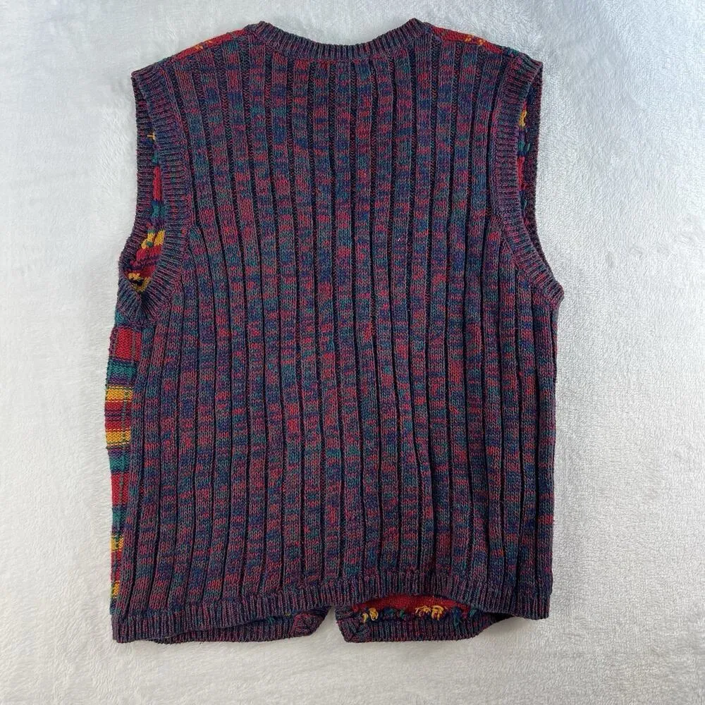 Vtg M Medium Sweater Knit Vest Womens Retro Granny Grandmacore Retro Boho V - Image 8