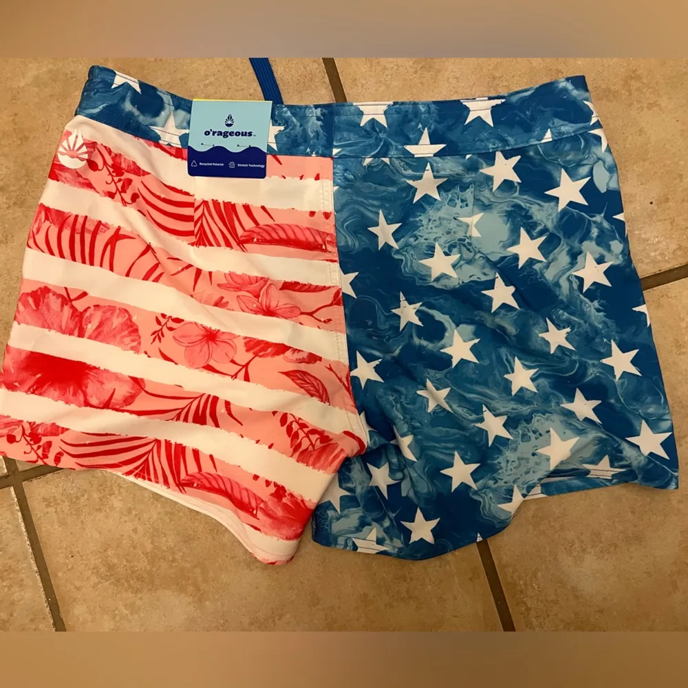 Juniors red white blue USA swim board shorts - Image 3