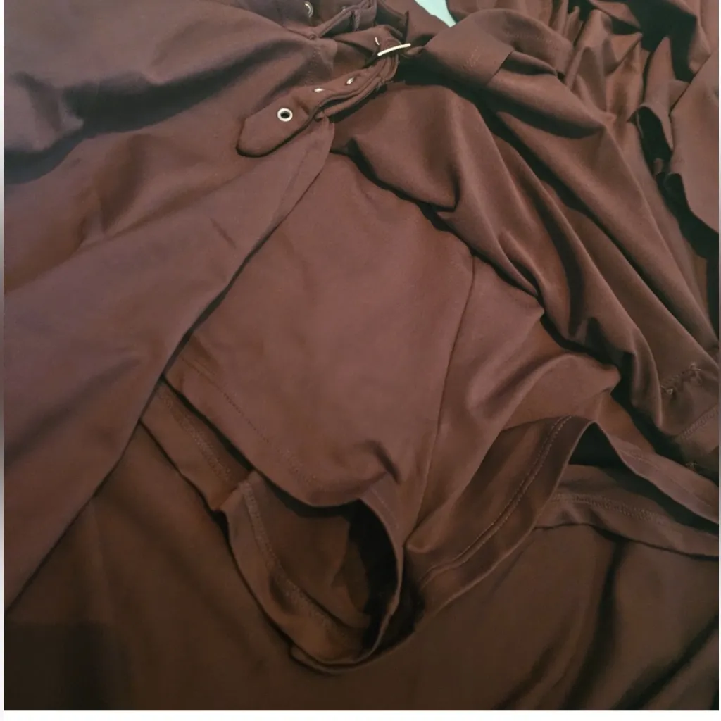 NWT HALARA Brown Maxi buckle Skirt- Side Slits. Stretchy size M Original bag - Image 3