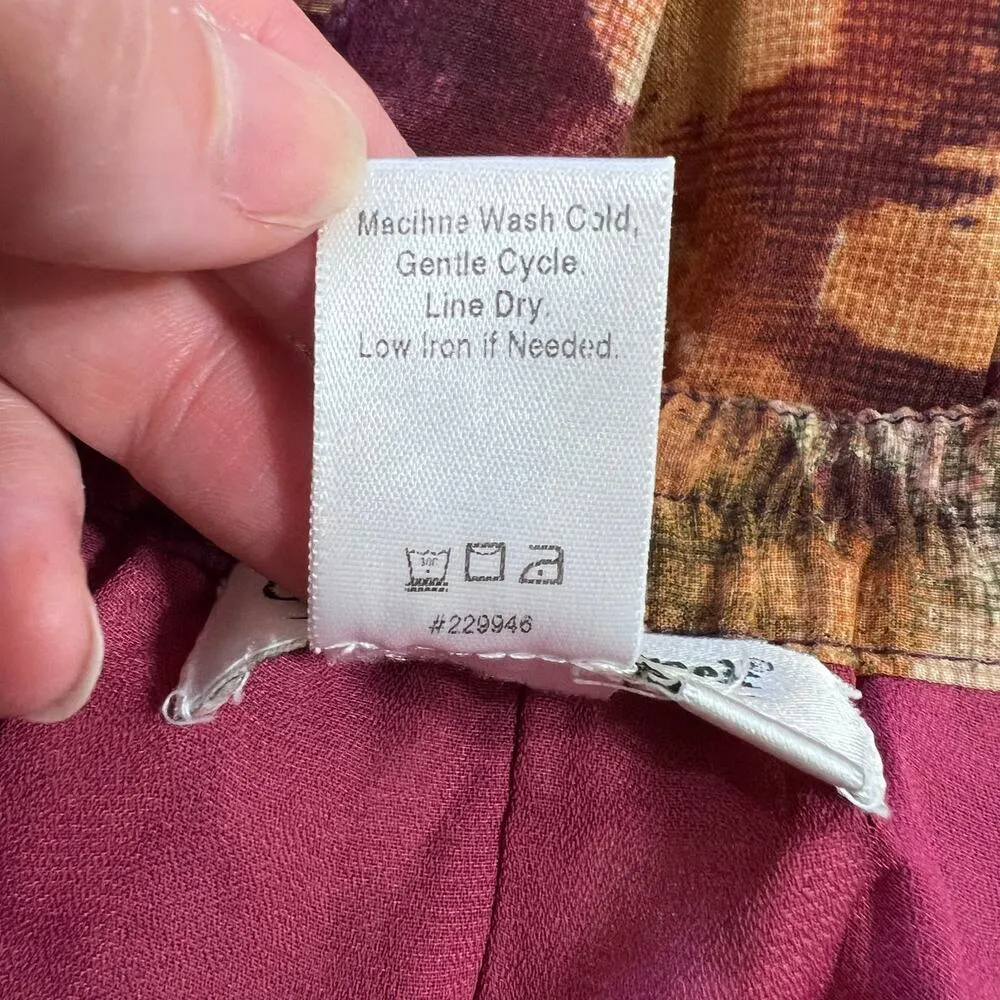 Coldwater Creek Womens Midi Skirt A Line Floral Print Pleated Lined Pink Medium - Image 8