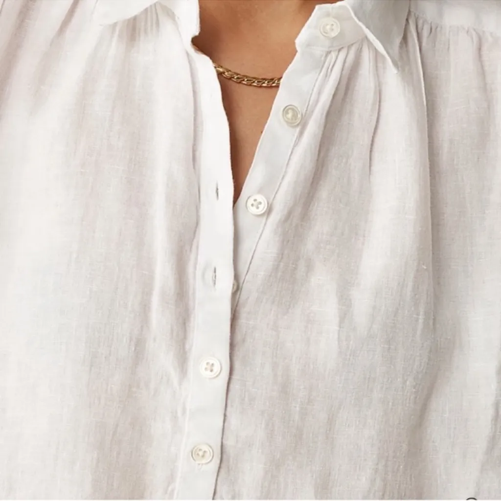 J Crew New Capitaine shirt in Baird McNutt Irish linen Medium White - Image 2