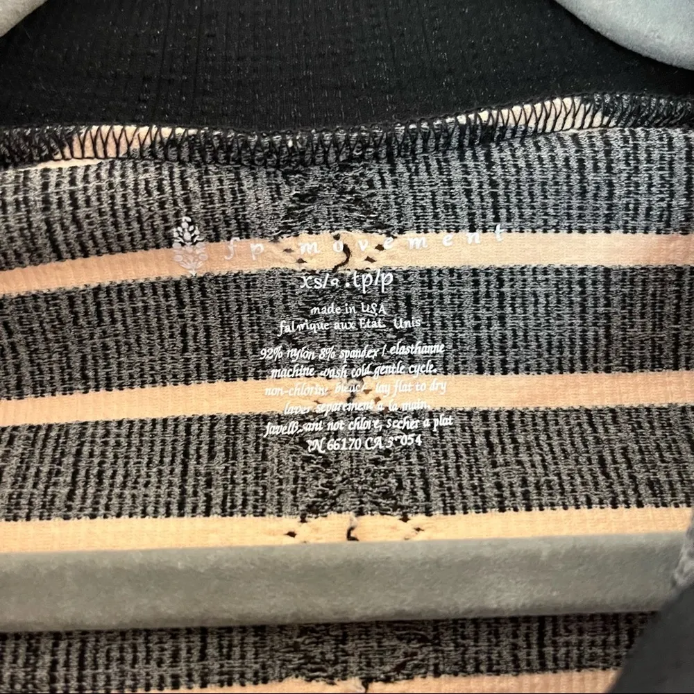 Free People FP Movement Slay Striped Half-Zip Performance Top Black Pink XS GUC - Image 5