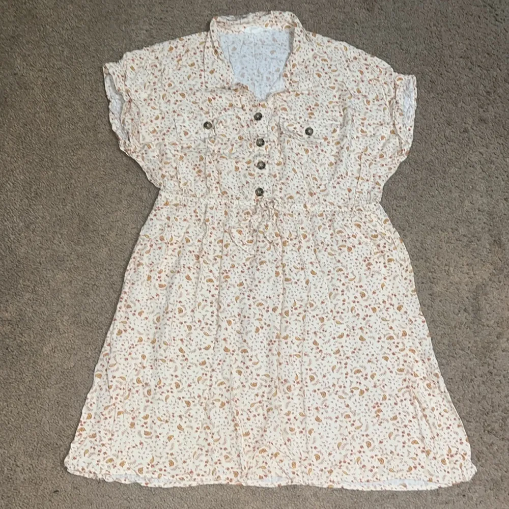 Lucky Brand Printed Short Sleeve Shirt Dress Cream Floral XL‎ - Image 5