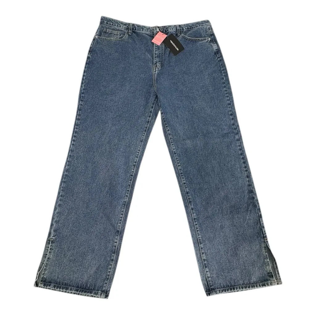 PrettyLittleThing Vintage Wash Split Women’s Plus Size 20 Wide Leg Jeans NWT - Image 3
