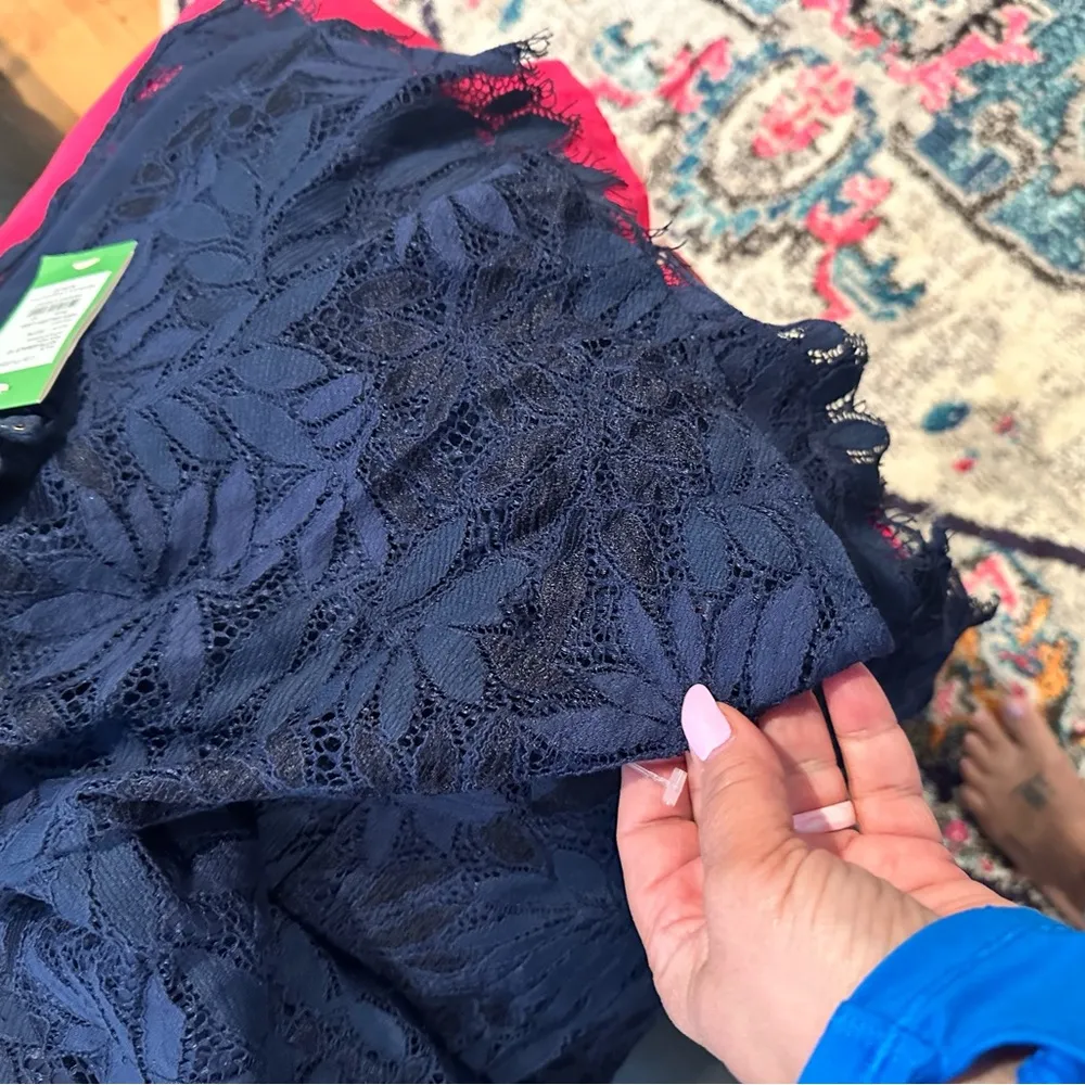 LILLY PULITZER JACKELIN ROMPER TRUE NAVY BLUE FERN GALLERY LACE 10 - Image 6