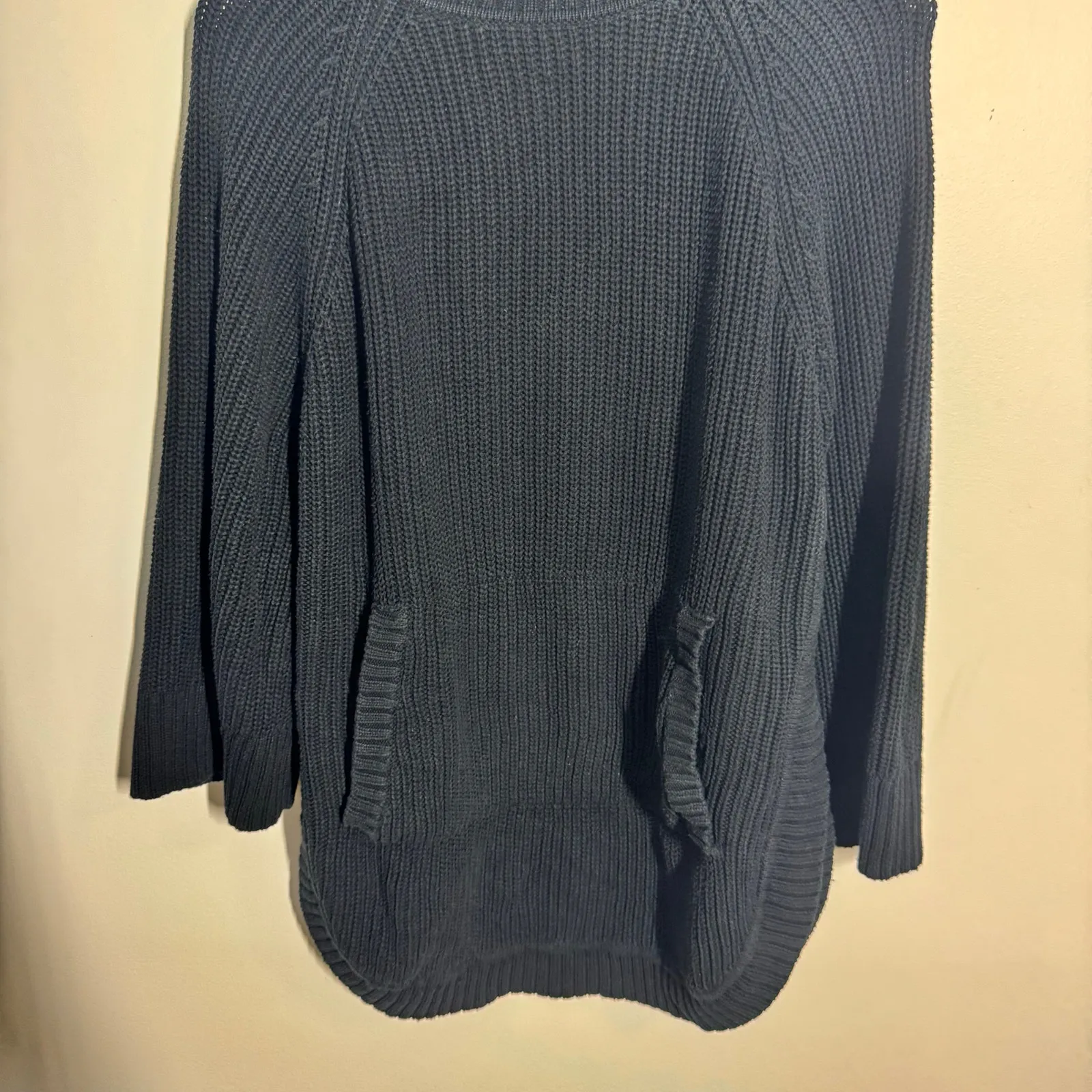 UGG Sweater Women S Black Knit Kangaroo Pocket Minimal Modest Boho Tunic Turtle - Image 7