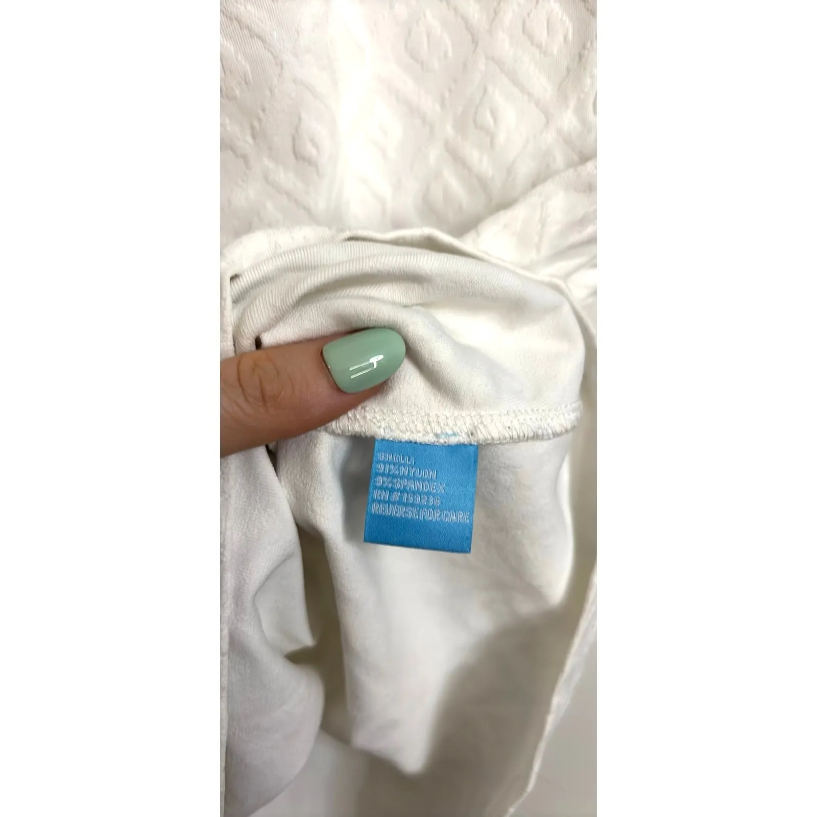 J. McLaughlin Top Womens XL White Embossed Diamond Jacquard Short Sleeve Crew - Image 4