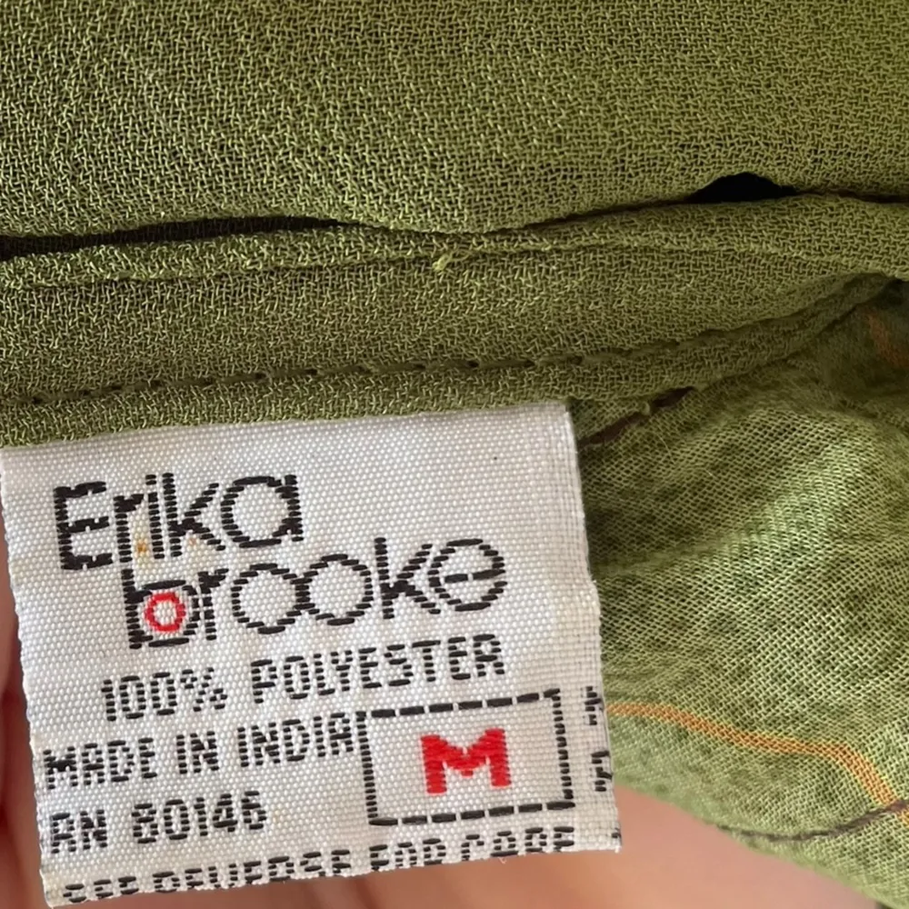 Erika Brooke Vintage 70s Earthy Hippie Witchy Floral Semi Opaque Midi Dress Set Green Size M - Image 6