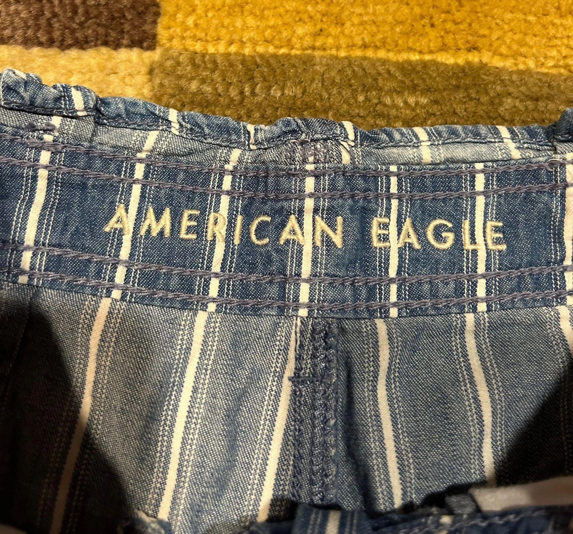 Thin Paperbag Denim Stripe Tie Waist High Waisted Shorts Size 0 - Image 2