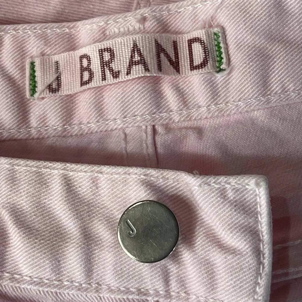 J Brand SZ 26 Cut-Off Jean Shorts Low-Rise Frayed Hems Pocket Zip-Fly Light Pink - Image 4