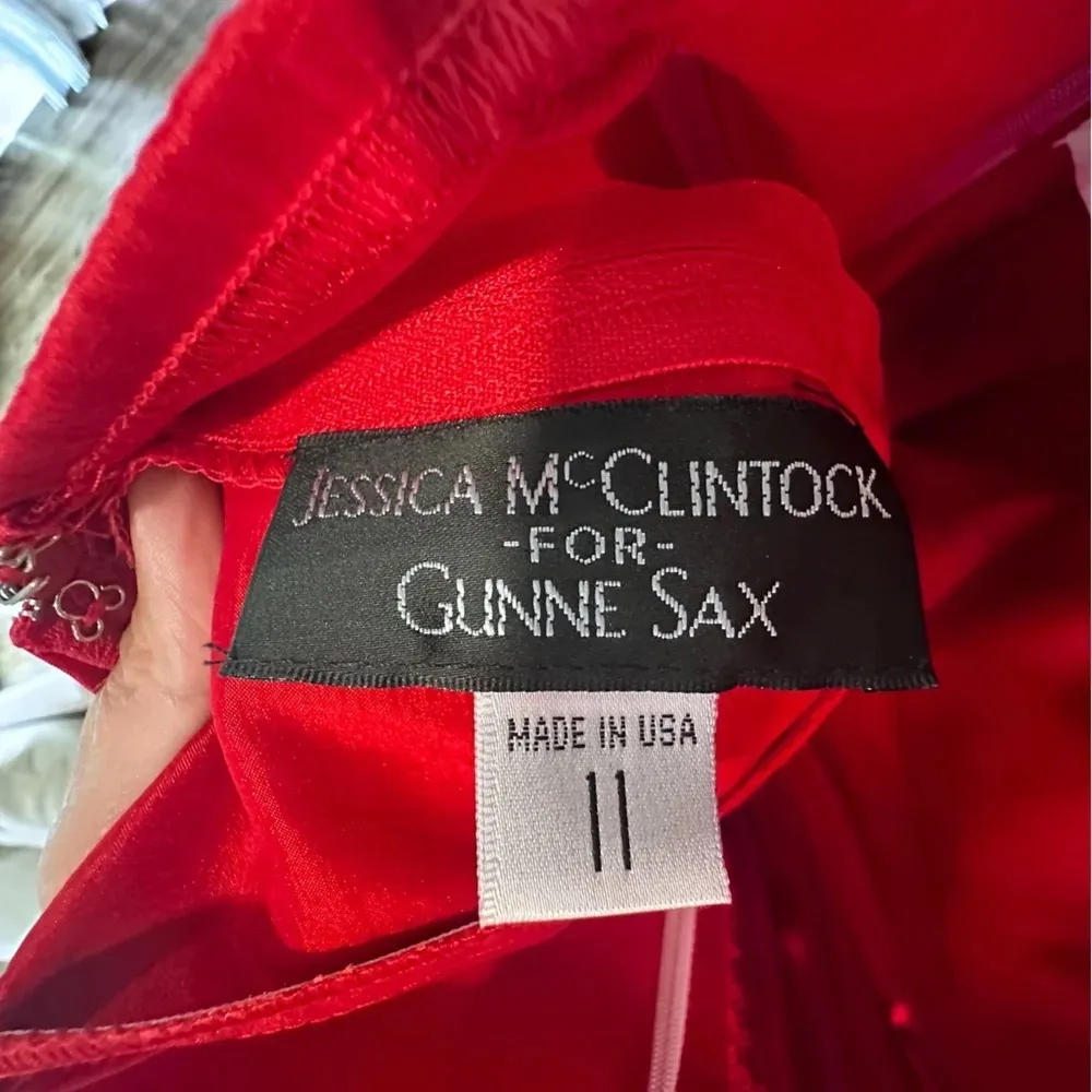 Jessica McClintock Gunne Sax Red Ruched Strapless Party Cocktail Dress Size 11 - Image 10
