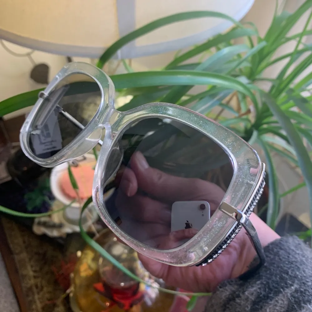 Authentic BOUCHERON 54 glitter oversized Square Swarovski crystals sunglasses Silver - Image 10