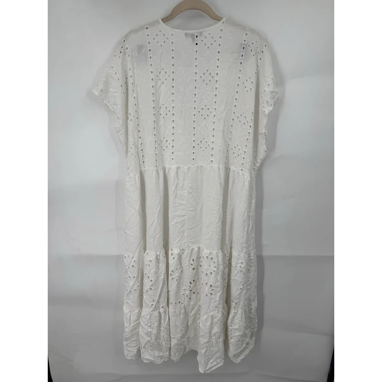 Torrid Cotton Eyelet Maxi Kimono Women 3X White Preppy Peasant Whimsical - Image 3