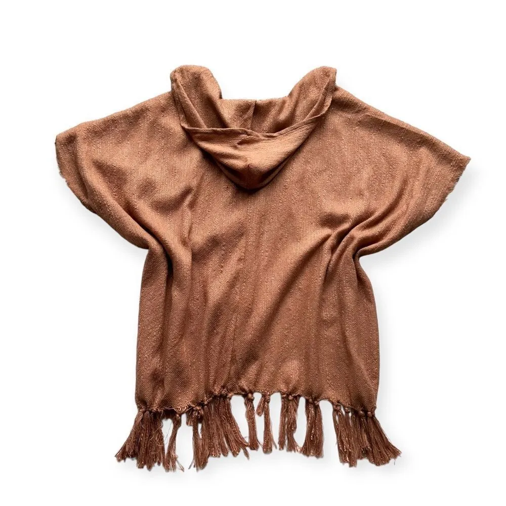 🔃Francesca's Collections Orange Poncho Sweater With Hood - Image 2
