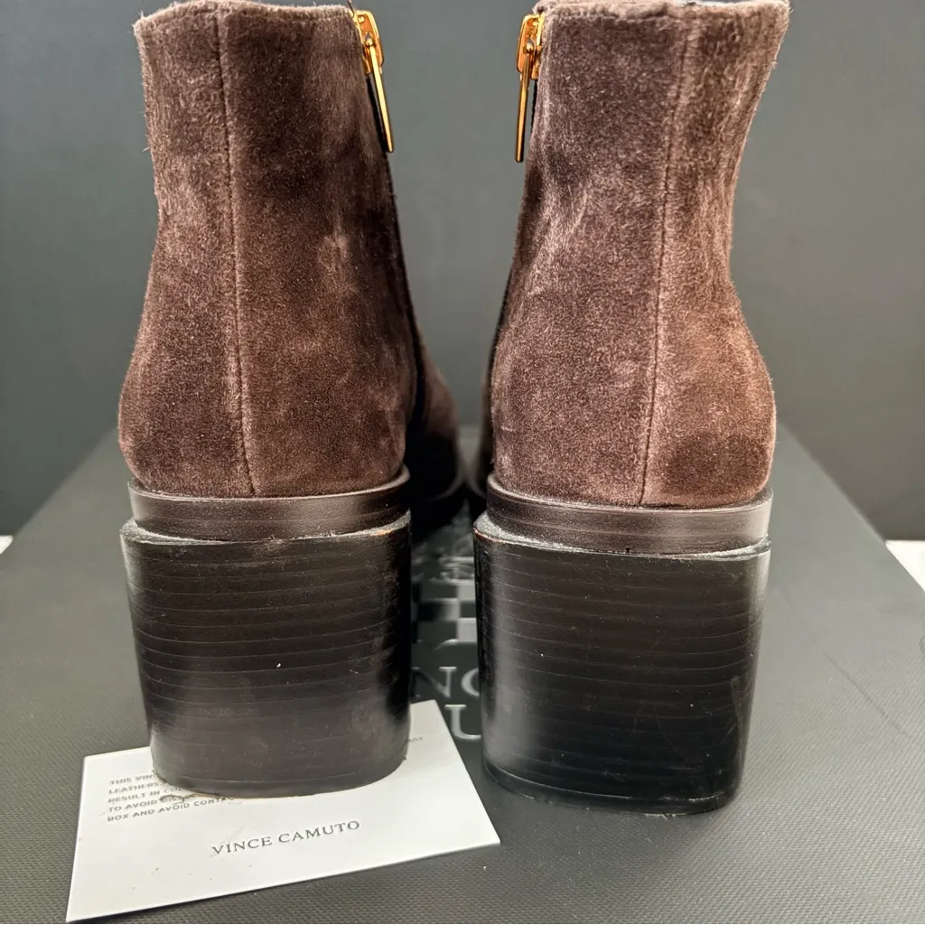 Vince Camuto Kelmi Women's Chocolate Brown Suede Ankle Boots 7.5 - Image 3
