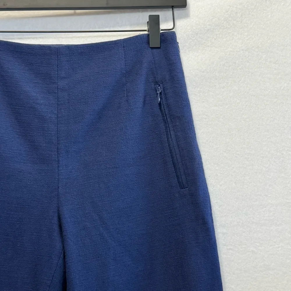 Club Monaco Cigarette Cropped Ankle Pants Navy Blue Women's Sz 4 Side Zip Pocket - Image 4