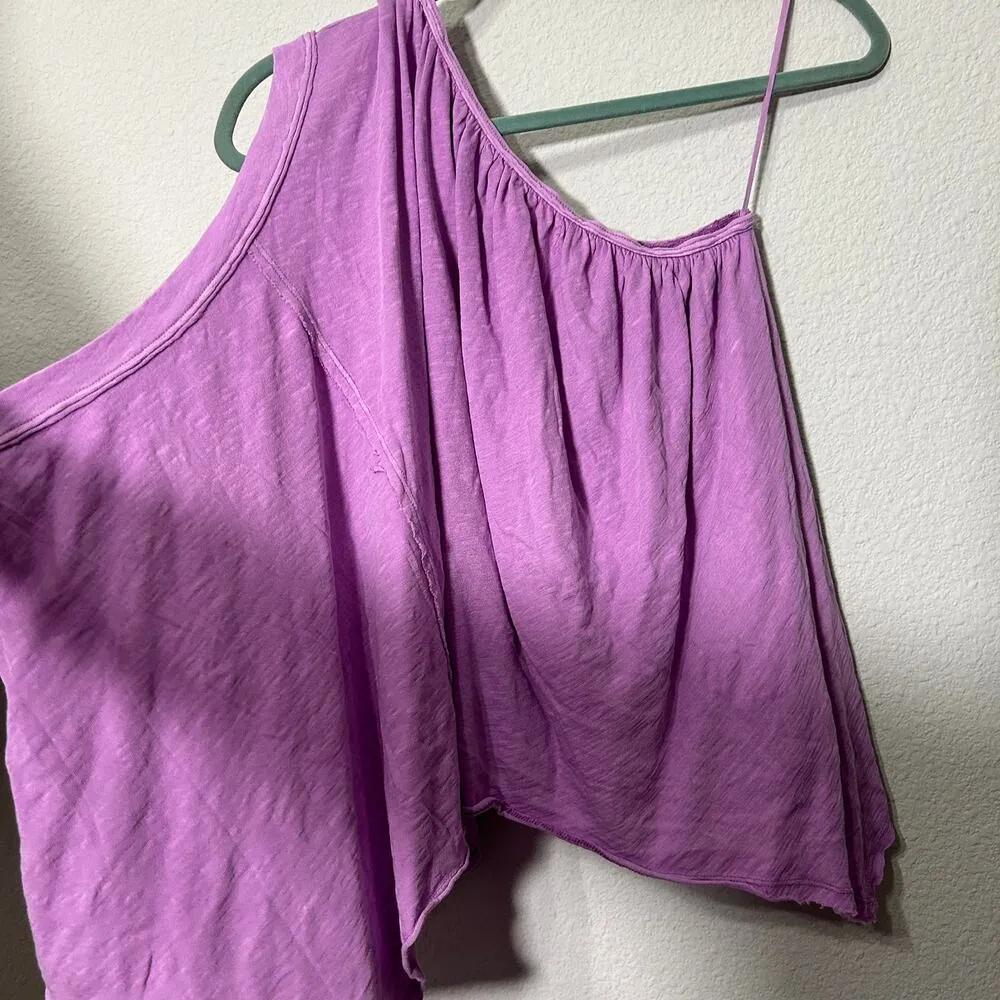 NEW Free People We the Free Spring Break Flowy One Shoulder Top in Bubble Tea Lg - Image 3