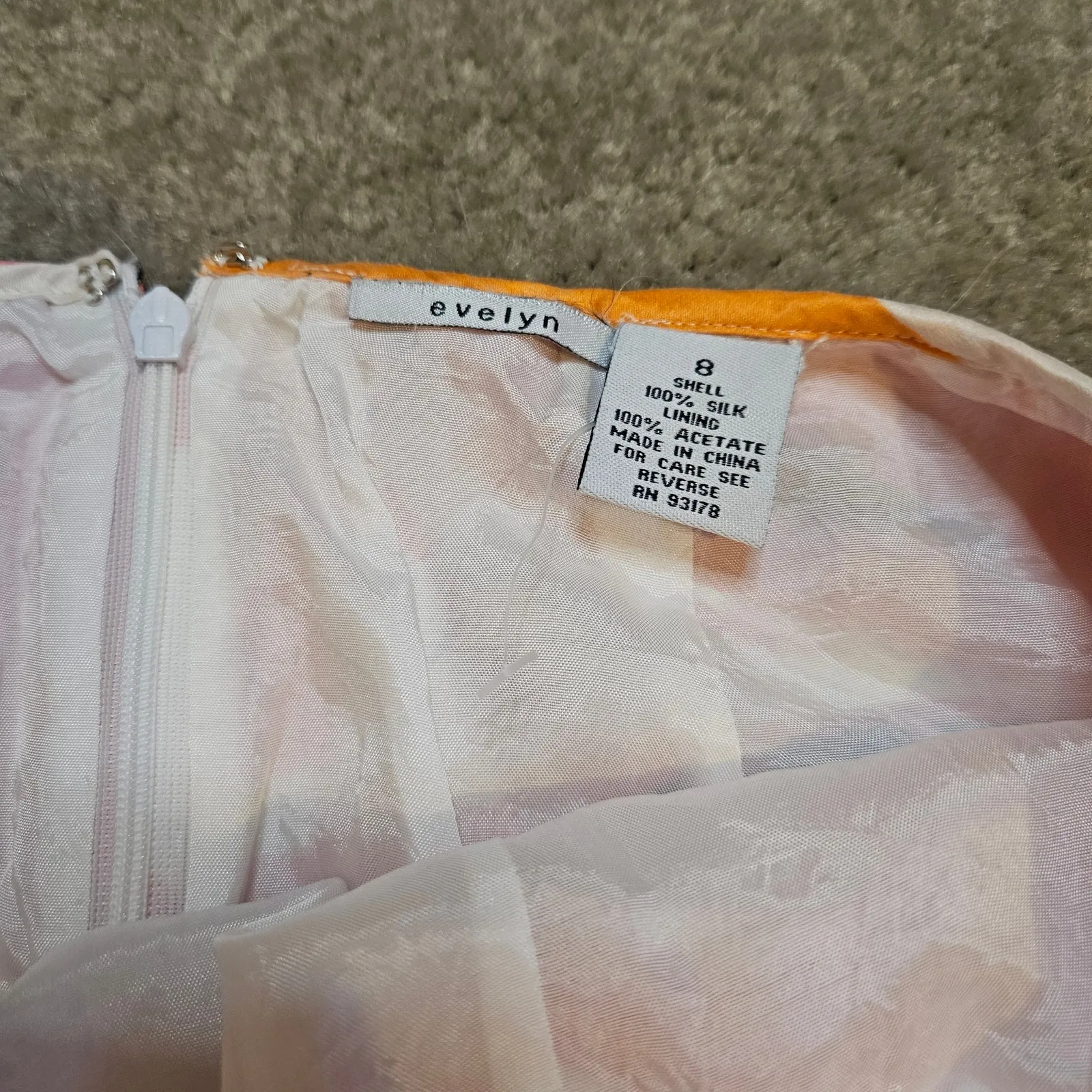 Evelyn Size 8 Funky Skirt Swirl 100% Silk Zipper Retro 70's Pink - Image 6