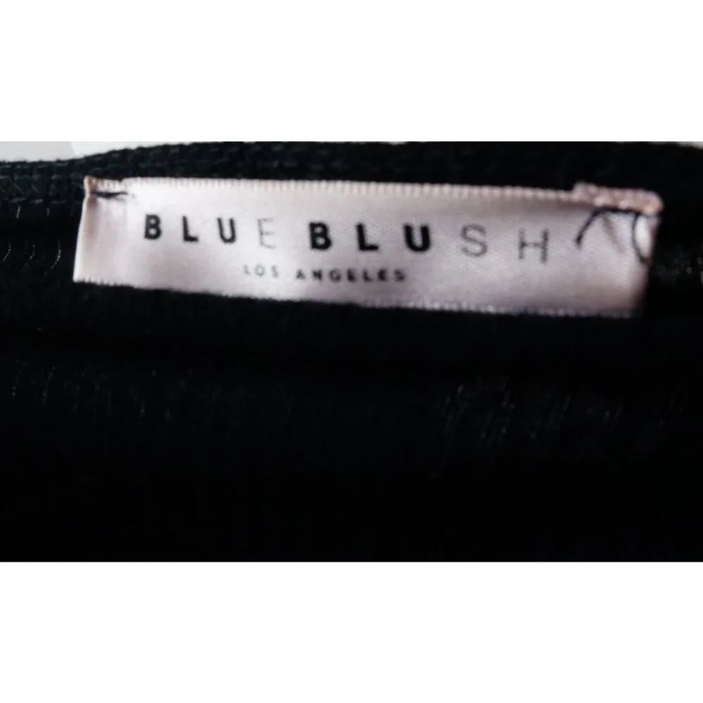 Blue Blush LA Ruched Ribbed Black Crop Top Long Sleeves Womans Small NEW - Image 8