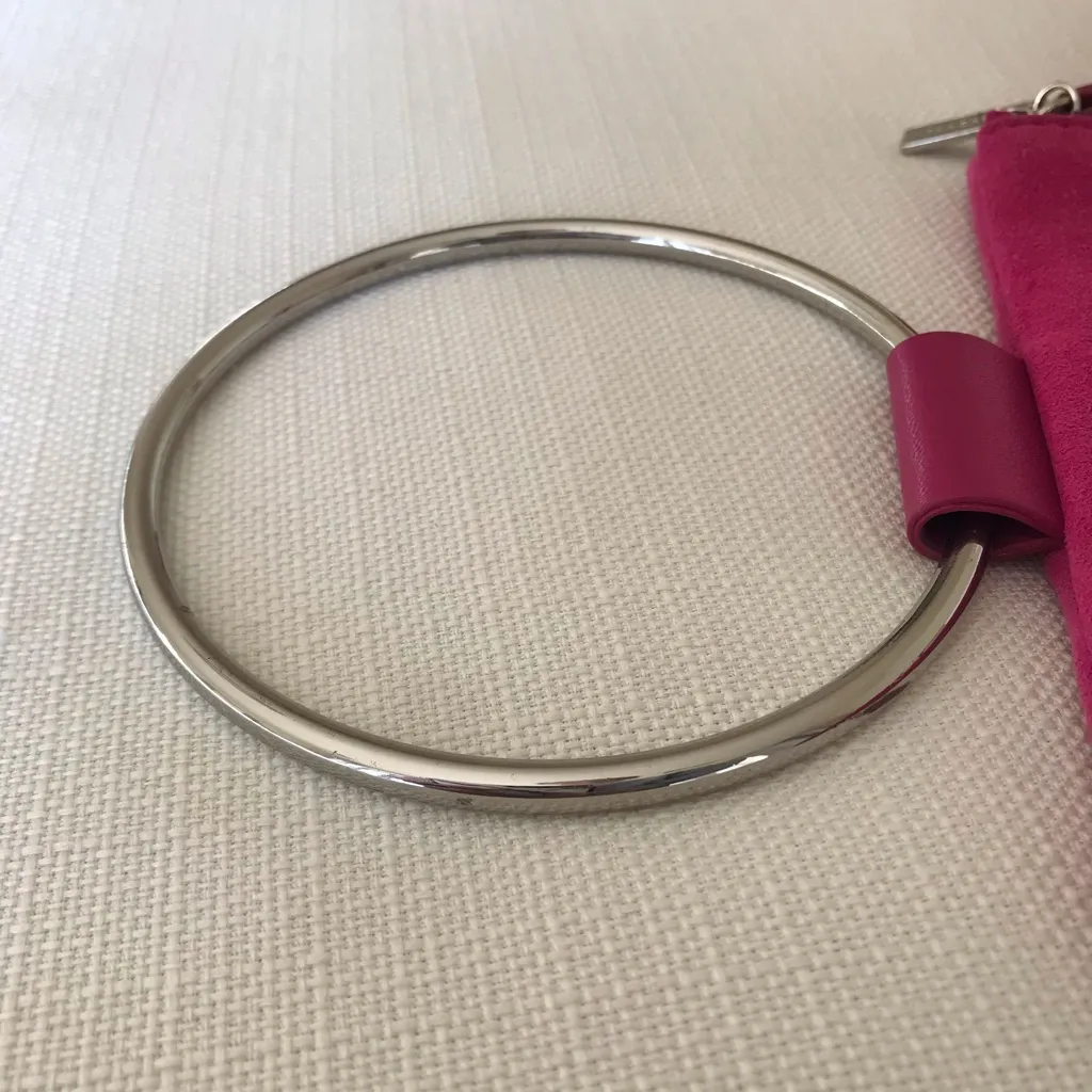 Thacker Nolita Suede Tassel Ring Clutch, Pink Orchid / Silver - Image 9