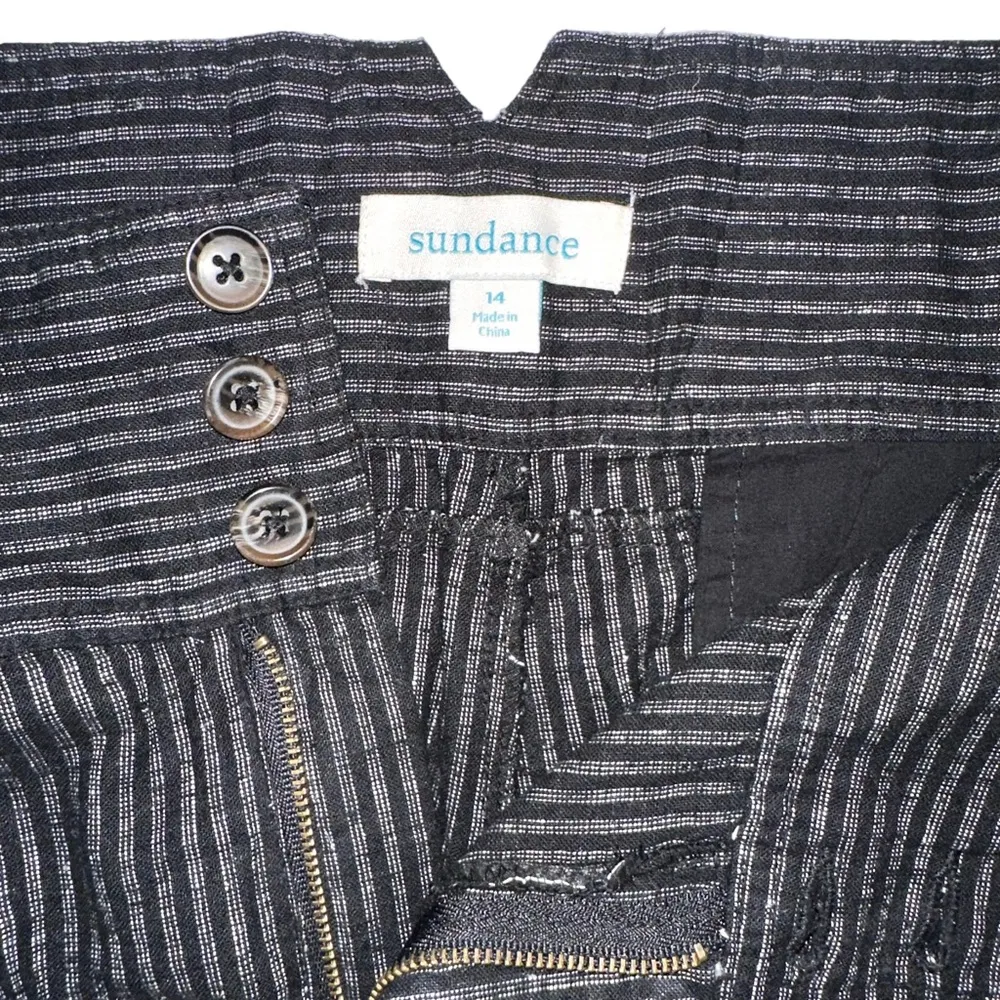 Sundance Amelia Linen Blend Black Pinstripe Pants 14 - Image 5
