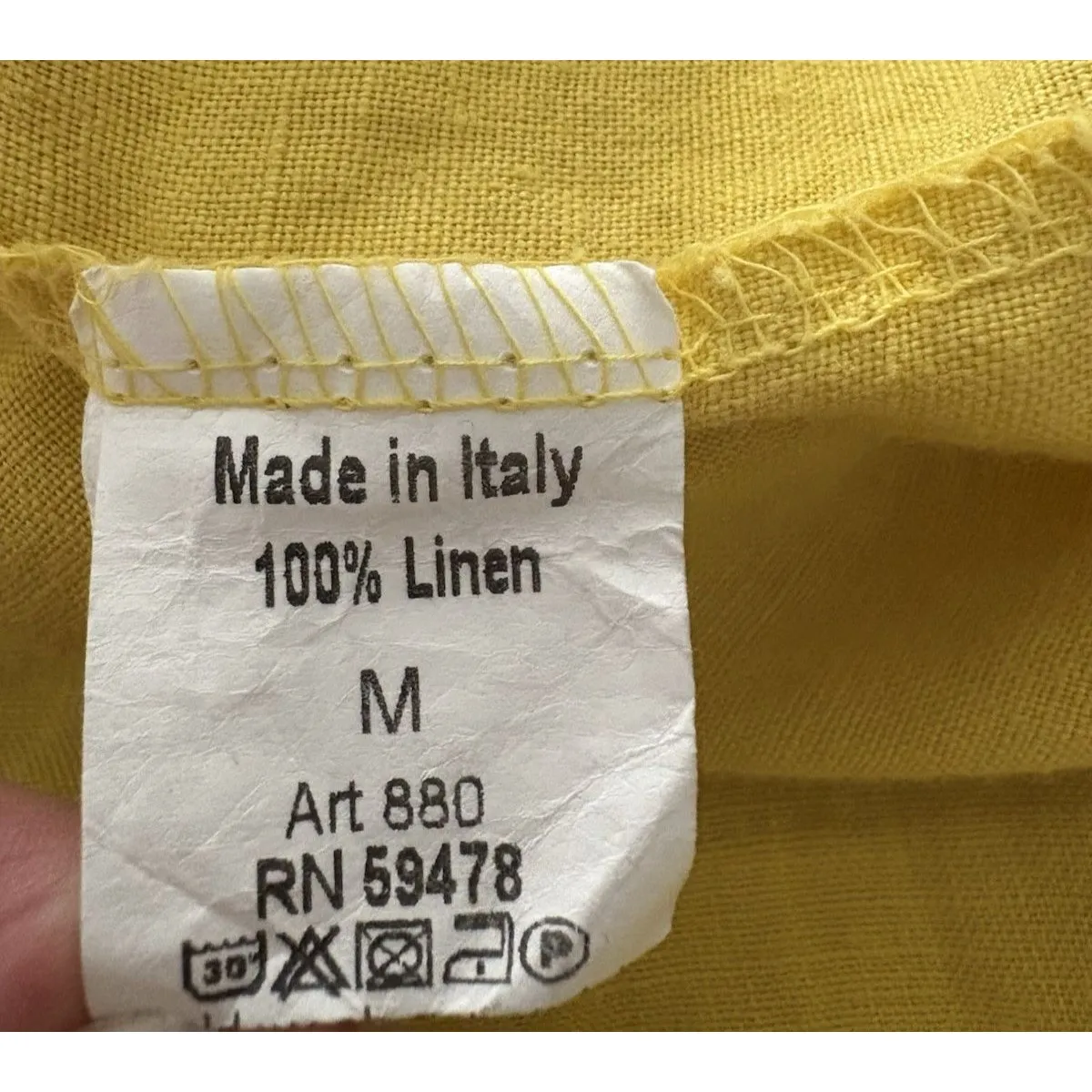 TERZO MILLENNIO Linen Top Button Back M Yellow Lagenlook Beach Lightweight Italy Size M - Image 14