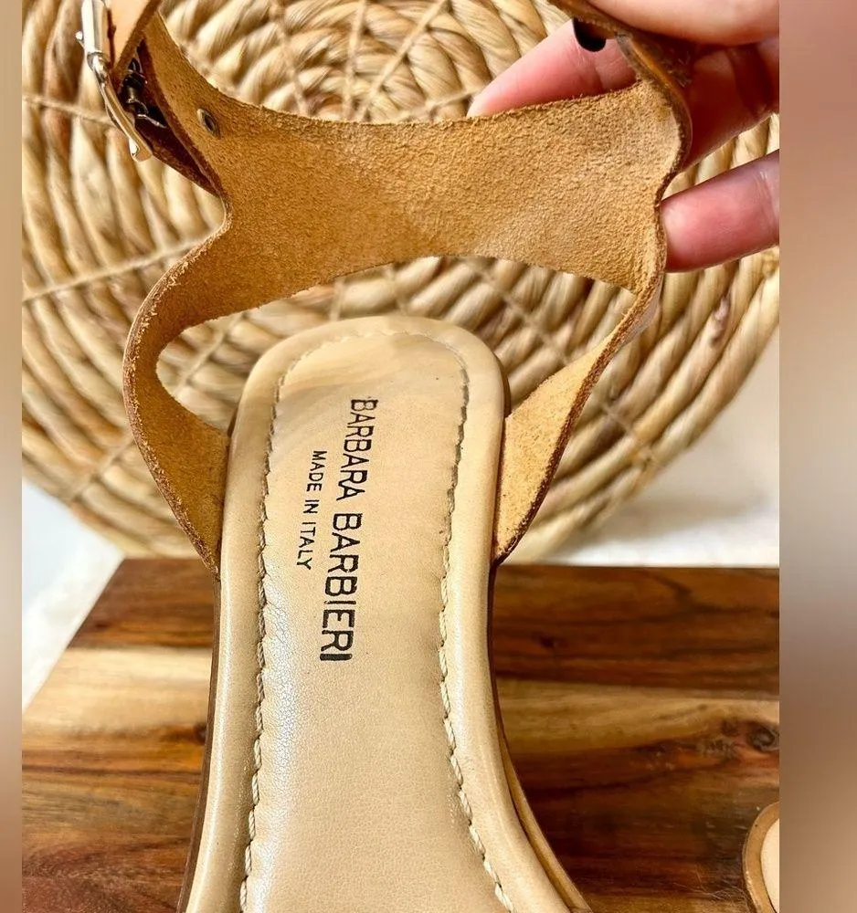 Barbara Barbieri Italian Leather Wedges Size 8.5 Brown - Image 9