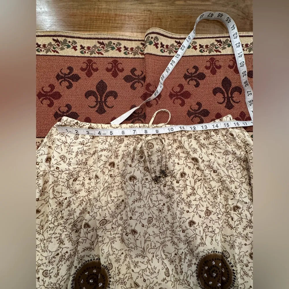 EUC SAGHARBOR Brown Tan Sequined Maxi Boho Festival Skirt Size M - Image 6