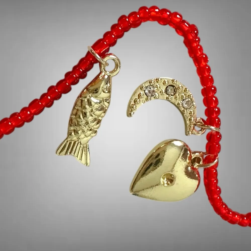 Free People Marson Belly Chain Red NWT Charm Necklace Bohemian Layering Charms - Image 14