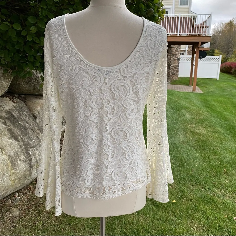 Adrianna Papell Ivory Knit Lace Blouse - Image 7