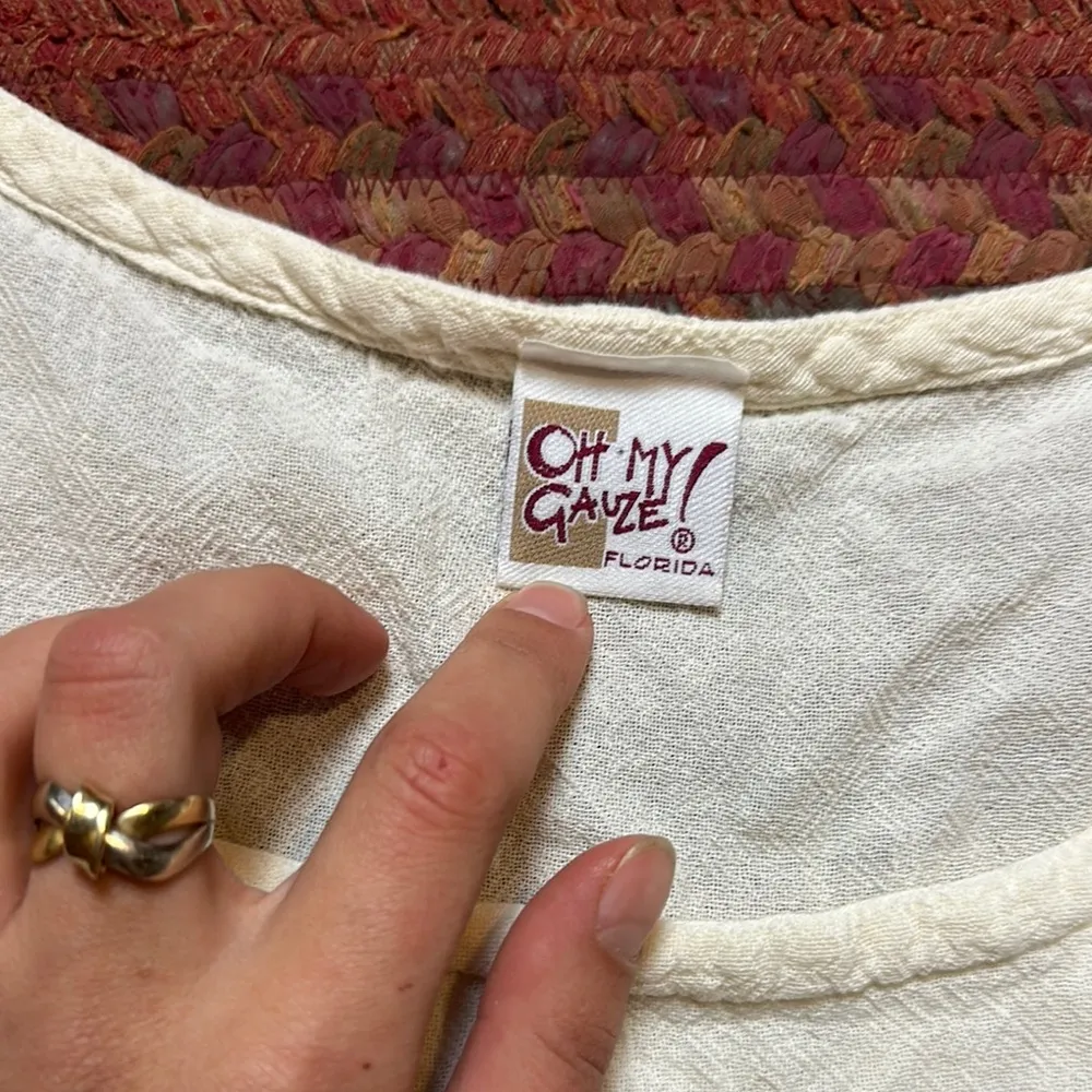 VTG OH MY GAUZE FLORDIA CREAM SUMMER TANK Size M - Image 2