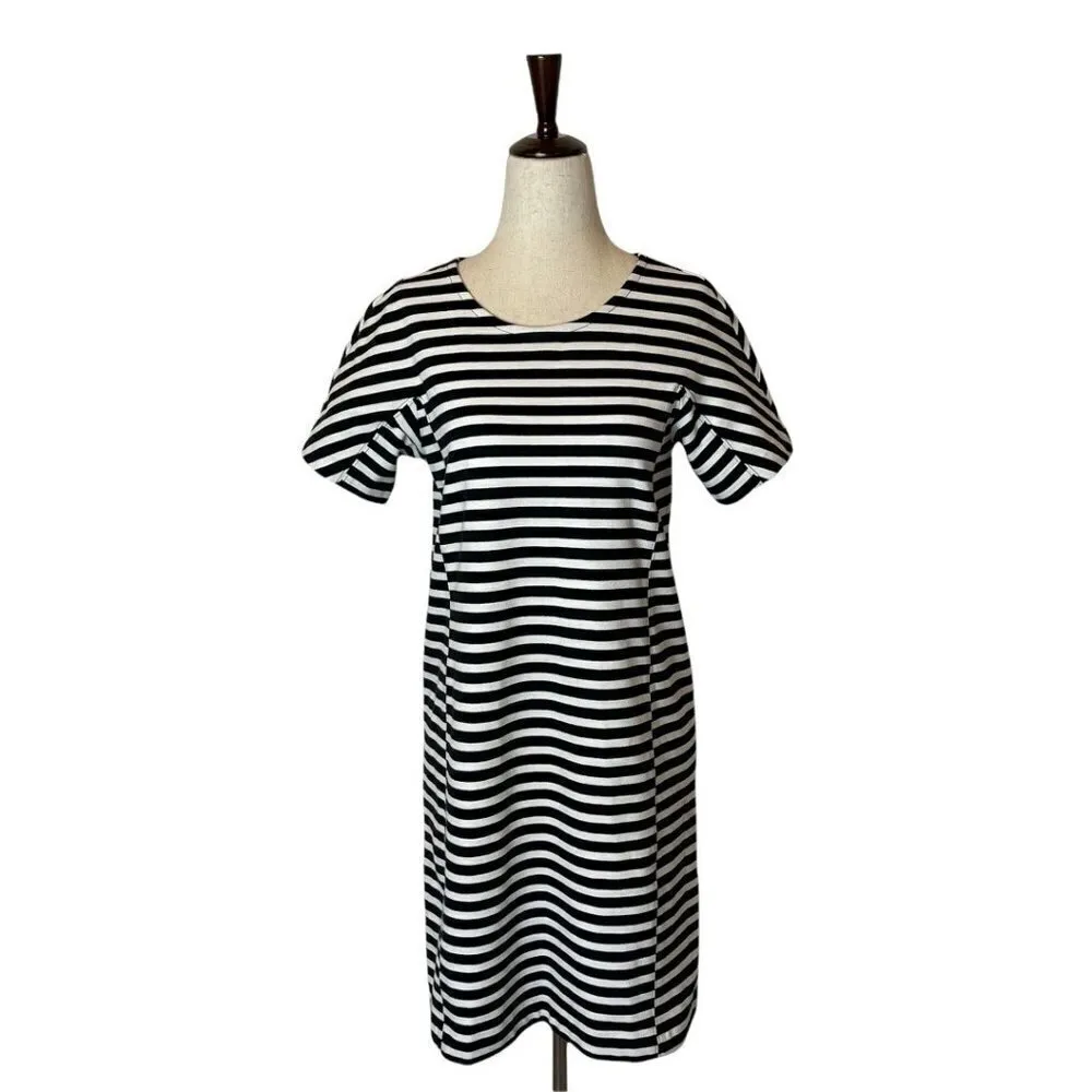 J. Crew Black and White Striped Short Sleeve‎ Crewneck Mini Dress Size XS - Image 3