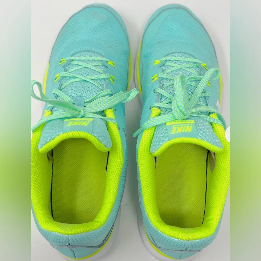 Nike Women's Flex Trainer 5 Artisan Teal and Volt Yellow Training Shoe EUC - Image 3