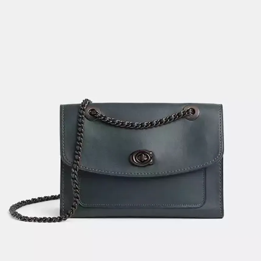 Coach Parker Pull Through Chain Two Way Purse, Pine Green / Pewter - Image 2