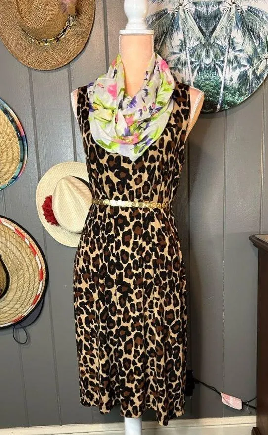 Vintage Slinky Brand Leopard Print Dress Medium - Image 2